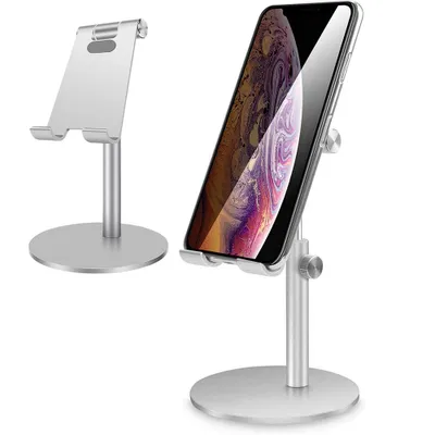 Produktbild von Verstellbare Handy Ständer, Faltbarer Handy Halterung Aluminium Tisch Handyhalter Kompatibel,Silver