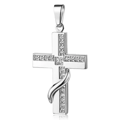 Produktbild von MATERIA Damen Kettenanhänger Kreuz 925 Silber - Kreuzkette christlich Religion mit Zirkonia und Etui KA-2