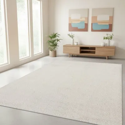 Produktbild von TapisTrend Designerteppich Creme 120x170 cm Moderner, cremefarbener, grob gewebter Teppich für Wohnzimmer, Schlafzimmer und Esszimmer