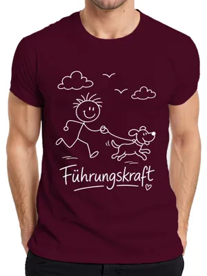 Produktbild von Führungskraft Hundeliebhaber Gassigeher Strichmännchen lustig Herren T-Shirt, Burgundy, M