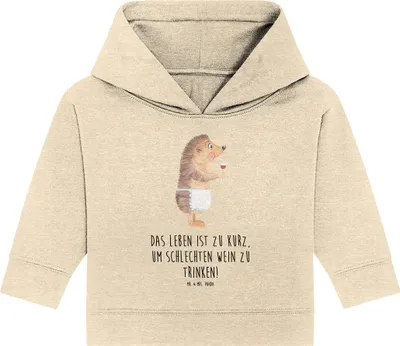 Produktbild von Mr. & Mrs. Panda Organic Baby Hoodie Igel Wein 12. - 18. Monat - Natural Raw - Geschenk, Weinglas, trinken, Kapuzenshirt, Kapuzensweatshirt, Lustige Sprüche, Rotwein