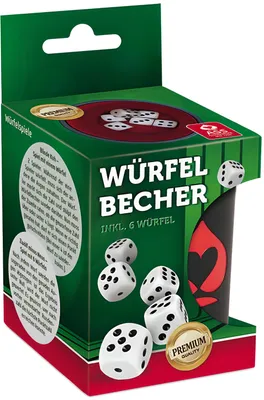 Produktbild von Premium Würfelbecher + 6 Würfel, Aufh.-FS, VE 6
