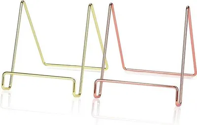 Produktbild von Unyqoos® Vergoldeter Tellerständer aus Eisendraht – Plattenhalter & Display-Easel, 13×13,5×13,5 cm, für Teller, Schalen, Fotos, Bücher, 2 Stück