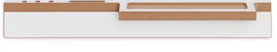 A product shot of a white and brown storage tray.