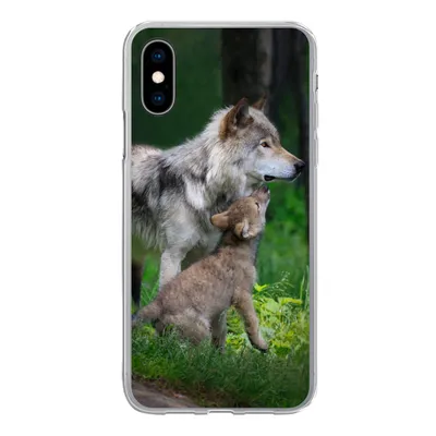 Produktbild von MuchoWow® Handyhülle Schutzhülle Hülle für iPhone X Wolf - Baby - Wald Silikon Softcase Handy Hülle - Handyhülle