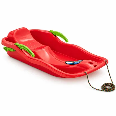 Produktbild von RACE Kinderschlitten 87,7 cm Rot mit Bremshebeln, Lenkfunktion und Zugseil.