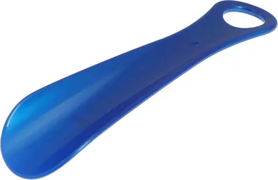 Produktbild von Metallic-Blau - Schuhlöffel Schuhanzieher aus Kunststoff mit großer Lochung