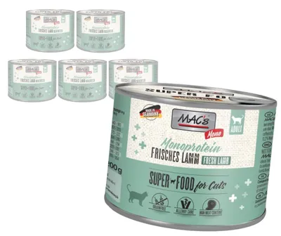 Produktbild von MAC's 6x200g Monoprotein Nassfutter für Katzen, Lamm