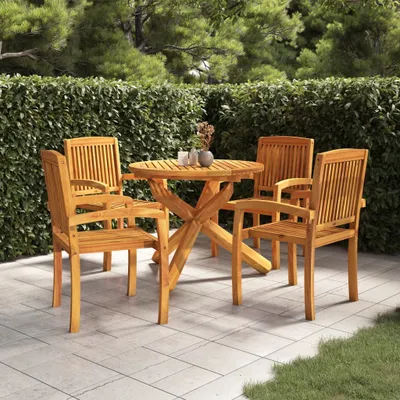 Produktbild von The Living Store 5-tlg. Garten-Essgruppe Massivholz Teak