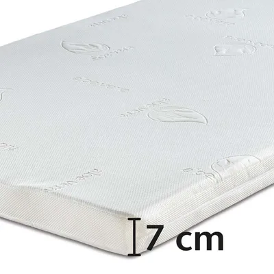 Produktbild von ELONEO Viskoelastischer Matratzen-Topper, MemoryFoam Matratzenauflage, Viscoauflage, Wendefunktion mit 2 Härtegraden, inkl. Aloe Vera Bezug (90 x 190 cm, Viskoschaum 7 cm)