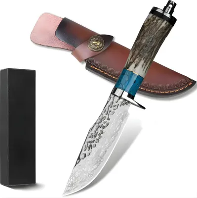 Produktbild von Damast Outdoor-Messer FB - 39489 - Braun/Blau KP39489