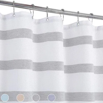 Obrázek produktu pro Šedá vaflová sprchová záclona 85 x 183 cm, vodoodpudivá, do koupelny