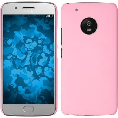 Produktbild von PhoneNatic Case kompatibel mit Lenovo Moto G5 Plus - Hülle rosa gummiert Hard-case + 2 Schutzfolien