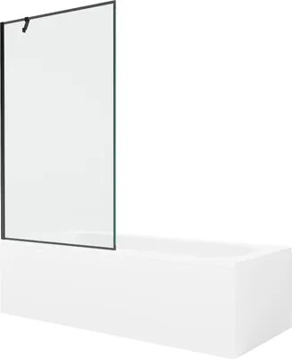 Produktbild von Mexen Vega rechteckige Wanne 150 x 70 cm mit Verkleidung und 1-flügeliger Duschwand 100 cm, schwarzes Muster - 550115070X951000?