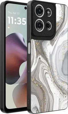 Produktbild von Geeignet für Motorola Moto G56 Telefon Fall mit Marmor-Druck - TPU zurück Abdeckung Fall Marmor-Design - Silber - Smartphonica