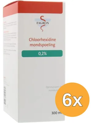 Productafbeelding van 6x Fagron Chloorhexidine mondspoeling 0.2% (300 ml)