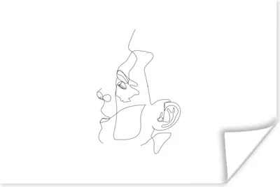 Produktbild von MuchoWow® Poster Mann - Gesicht - Strichzeichnung 60x40 cm - Schlafzimmerdekoration