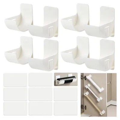 Produktbild von 8 Stück Müllbeutelhalter für Schranktüren, selbstklebender Organizer ohne Bohren, Wandhalterung für Müllbeutel, Küchenorganizer für Alufolie, Frischhaltefolie, Müllsäcke