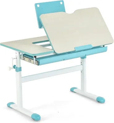 Imagen del producto de Escritorio infantil con altura ajustable, escritorio para estudiantes con superficie regulable y soporte para libros, escritorio juvenil para escribir, leer y dibujar, para niños de 3 a 12 años (azul)