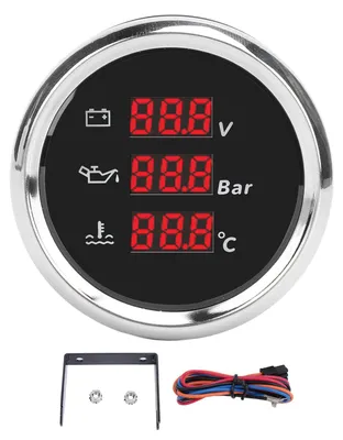 Produktbild von 52 mm Spannung, Öldruck, Wassertemperaturanzeige, rote Hintergrundbeleuchtung, wasserdichtes digitales Voltmeter für Boot, Yacht, Wohnmobil, 9 bis 32