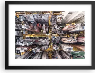 Produktbild von Gerahmtes Poster - Schwarzer Rahmen - Metropole Luftaufnahmen Straße - 40x30 cm - Wand Bild - Wanddeko - Wandbilder - Kunstposter - Wandposter - Bilderrahmen - Bilder - Kunstdruck - P2BAA40x30-4507