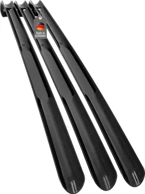 Produktbild von 3 Stück Schuhanzieher Set 65cm Farbe Schwarz Kunststoff Schuhlöffel Xl Lang stabil Robuster Plastik Schuhanziehhilfe mit Haken und Öse Rückenschonend
