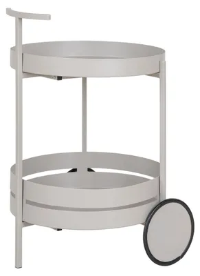 Image de Chariot de bar Beja en acier gris, 2 étagères rondes 40x42x61 cm