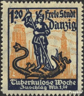 Produktbild von Briefmarken Danzig 1921 Mi 92 mit Durchstich, Zähnung evtl. fehlerhaft mit Falz Tuberkolose