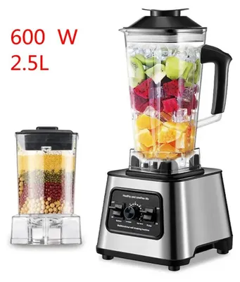 Produktbild von 2-in-1 Standmixer und Zerkleinerer, 600 W, 2,5 l, 15 Geschwindigkeitsstufen, 4 Edelstahlklingen, Eiscrusher und Smoothie-Maker