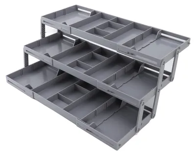 Schubladen-Organizer 3-stufig, faltbar, erweiterbar, Grau, 11-/13-teilig