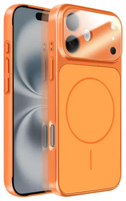 Image de Avizar, coque rigide MagSafe avec verre de protection pour l'appareil photo, pour Apple iPhone 16, orange