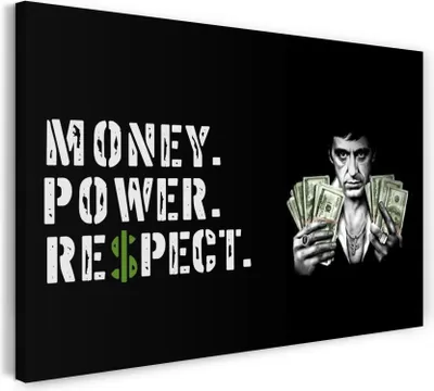 Produktbild von Leinwandbild (120x80cm): Filmplakat Filmmotiv Scarface Tony Montana mit coolem Spruch, echter Holz-Keilrahmen inkl. Aufhänger, handgefertigt in Deutschland