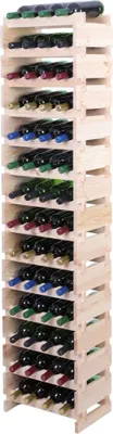 Produktbild von Weinregal VINOTECA FLEX PRO | HxBxT 191x46x28cm | 56 Flaschen auf 14 Ebenen | Massives Kiefernholz | Natur unbehandelt