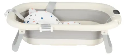 Produktbild von Babybadewanne - Faltbare Wanne - Digitales Thermometer - Tragbar und kompakt - PP-Kunststoff - 0–6 Monate - Grau