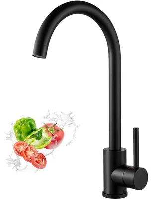 Immagine prodotto di Miscelatore da cucina in acciaio inossidabile 304, con bocca girevole a 360°, finitura nero opaco