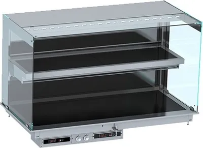 Produktbild von CHEFGASTRO Einbauwärmevitrine LEYK Wandmodell mit Keramik | 4/1 GN | HxBxT 92,4x144x72cm | +30/+120°C | Schwarz