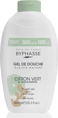 Image de Byphasse Gel douche Citron vert et gingembre 600 ml