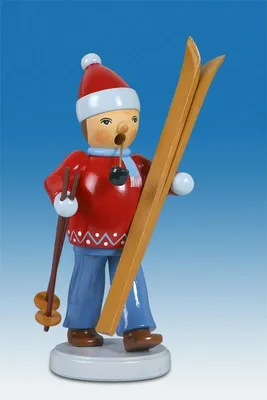 Produktbild von Räucherfigur Skifahrer mit Ski Höhe 16cm NEU