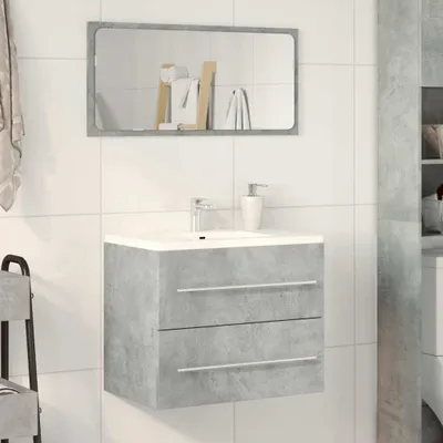 Produktbild von "2026 Aktion" Waschbeckenunterschrank - CLORIS - Badezimmerschrank - schlichte Design - Betongrau 60x38,5x48 cm Holzwerkstoff - NeuMöbel2642547