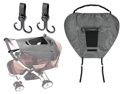 Produktbild von Sonnensegel für Kinderwagen mit Sichtfenster, Verstellbar, Universal, UV-Schutz, Wasserdicht, Grau