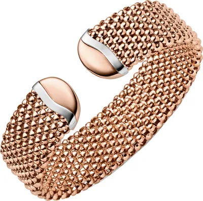 Produktbild von Himbeer Armspange 55x46mm offener Armreif aus 585 Gold weiß/rot Breite 18mm