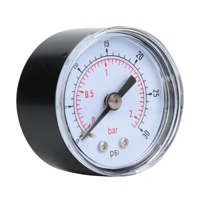 Obrázek produktu pro Mechanický tlakoměr pro vzduch, olej a vodu, zpětná přípojka 1/8 palce BSPT (0-30 psi 0-2 bar)