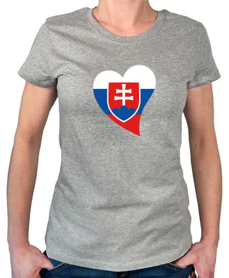 Produktbild von Huuraa Damen T-Shirt Slowakei Flagge Herz S Sport Grey Bio Baumwolle Fairtrade Damenshirt Geschenkidee