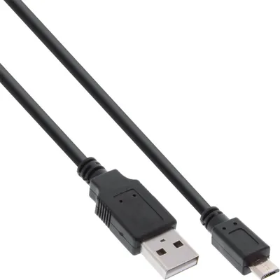 Obrázok produktu pre InLine® 31073Q Kábel Micro-USB 2.0, rýchlonabíjací kábel, od konektora USB-A po konektor Micro-B, čierny, 0,3 m