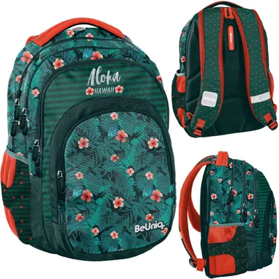 Image de Sac à dos d'école à plusieurs compartiments Paso BeUniq Jungle Hawaii
