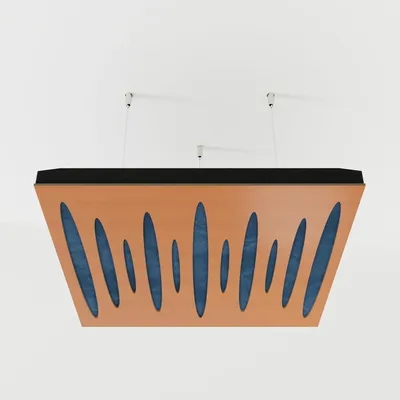 Productafbeelding van Set van 4 akoestische plafondpanelen PULSAR, 50x50x5 cm, kersenhout/blauw
