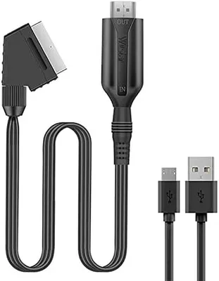 Produktbild von Scart to HDMI Adapter Video Audio Wandler HD 1080P mit HDMI Kabel, kompatibel mit HDTV STB VHS Xb0x PS3 Sky DVD Blu-ray usw