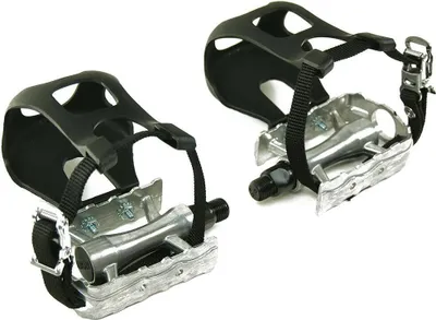 Produktbild von Rennrad Pedale mit Kunststoff Pedalhaken & Nylonriemen, 9/16 Zoll Gewinde