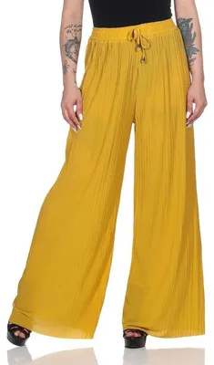 Produktbild von Damen Sommer Chiffon Hose Sommer Strandhose Lässig Senf S/M