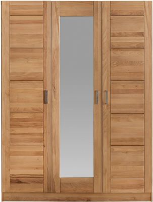 Kleiderschrank Tollow Schrank Kernbuche massiv geölt 3 türig mit Spiegel Breite 152cm